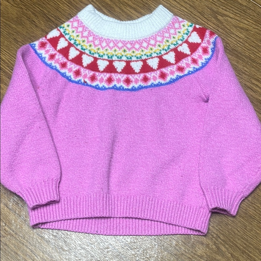 Old Navy Pink Multicolor Patterned Sweater